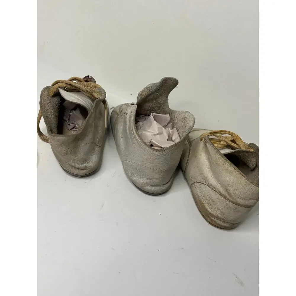 Vintage White Leather Baby Shoes Lot 1940s–1960s Keepsake Lace Up Doll Shoes